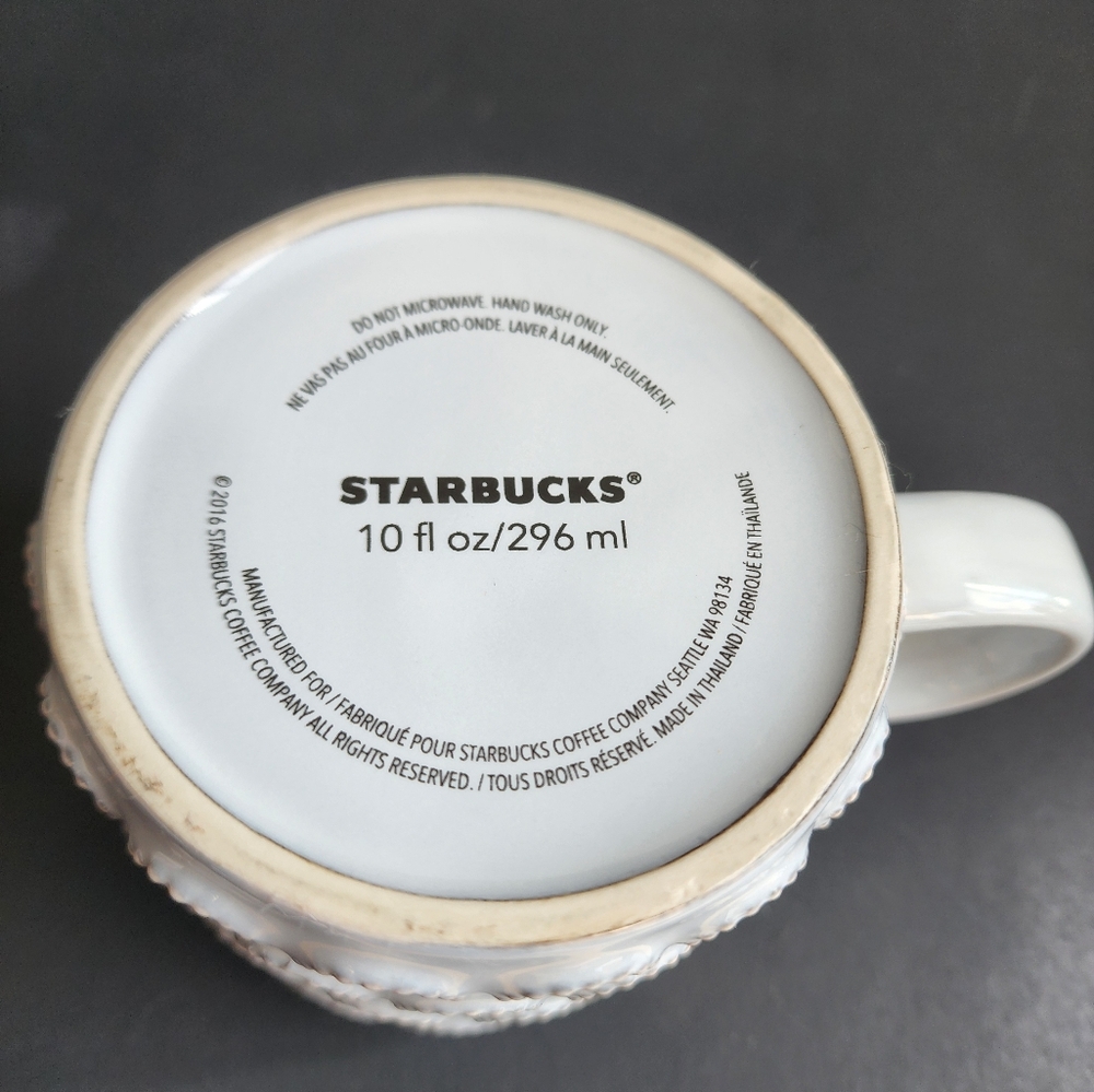Starbucks Mermaid Scales Coffee Mug Tea Cup Scalloped Gold Dot Pattern 10 fl. oz - Picture 5 of 5